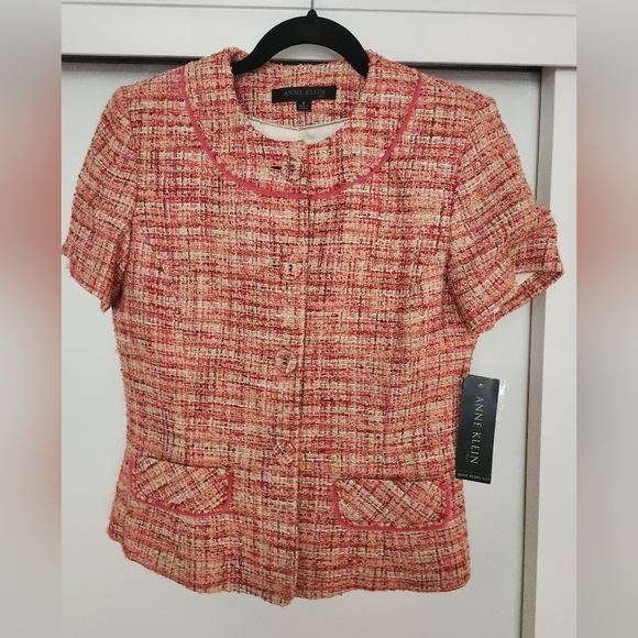Anne Klein Orange Tweed Blazer NWT Size 8 - Picture 1 of 7